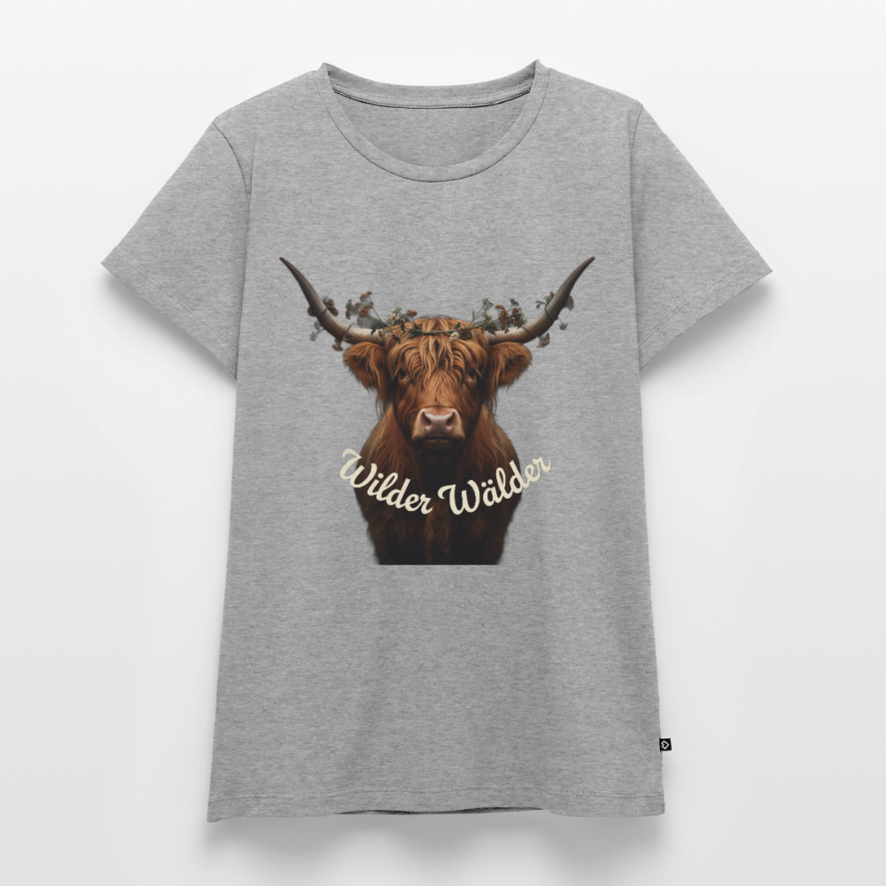 Wilder Wälder – Schwarzwald Highland Rind | Frauen Premium T-Shirt - Grau meliert
