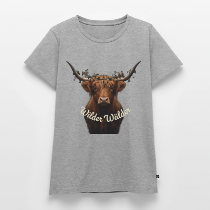Wilder Wälder – Schwarzwald Highland Rind | Frauen Premium T-Shirt - Grau meliert