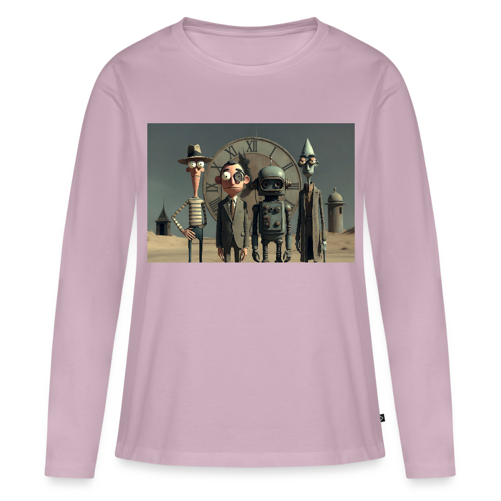 Pünktlich zu spät – Die seltsame Gesellschaft | Frauen Premium Bio Langarmshirt - Altrosa