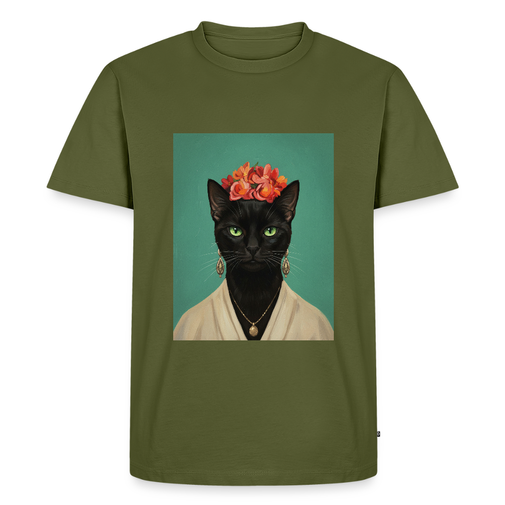 Frida Katze – Künstlerisches Katzenporträt | Premium Herren T-Shirt - khaki