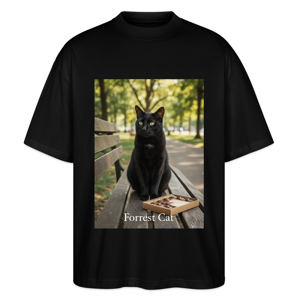 Forrest Cat – Krümel wartet | Stanley/Stella Oversized Unisex Bio T-Shirt Blaster - Schwarz