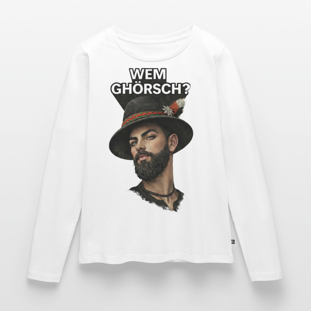 Wem ghörsch? – Alemannische Klärung | Frauen Premium Bio Langarmshirt - Weiß