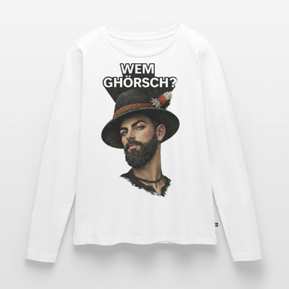 Wem ghörsch? – Alemannische Klärung | Frauen Premium Bio Langarmshirt - Weiß
