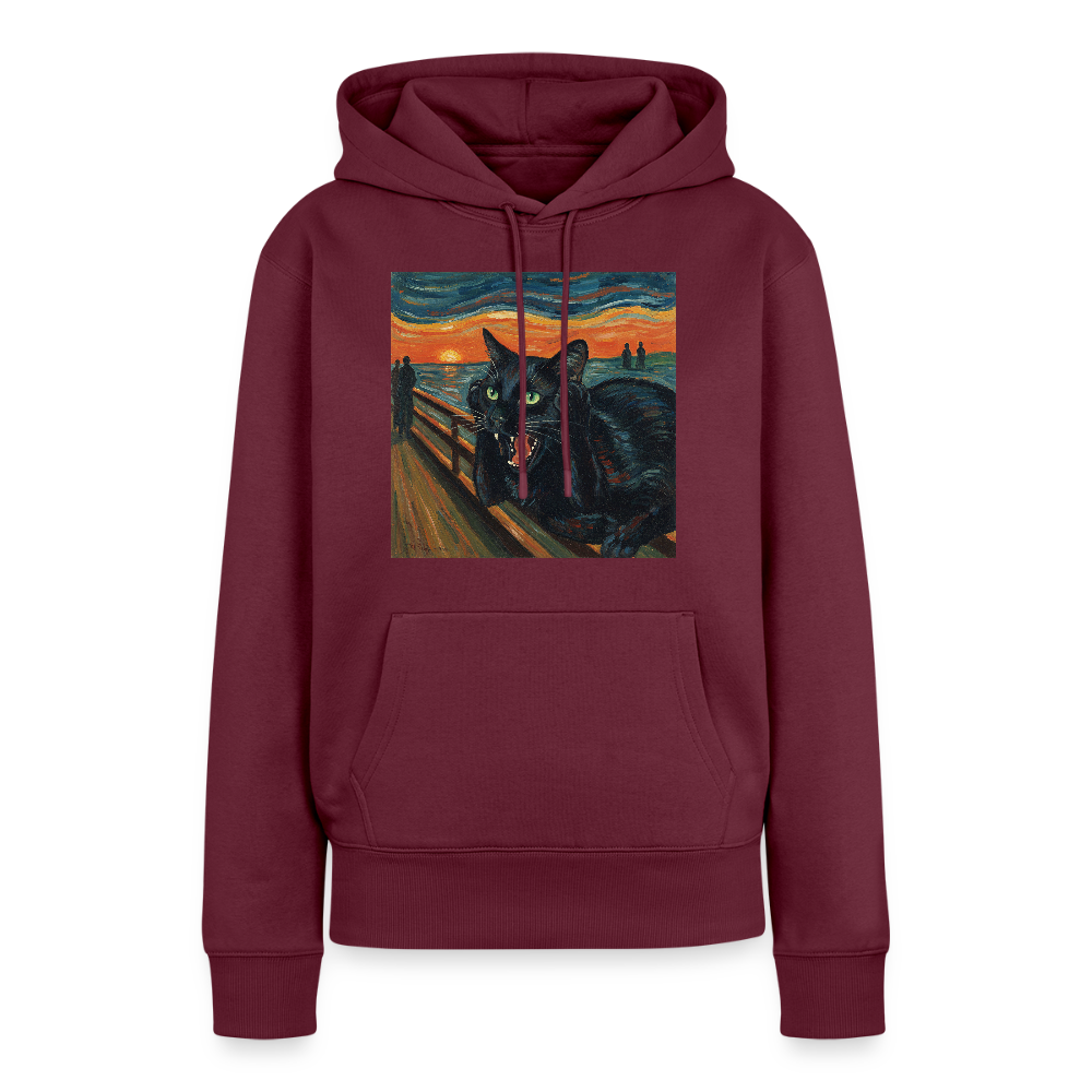 Der Schrei… aber die Katze hat’s zuerst gemerkt | Frauen Premium Hoodie - Burgunderrot
