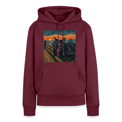 Der Schrei… aber die Katze hat’s zuerst gemerkt | Frauen Premium Hoodie - Burgunderrot