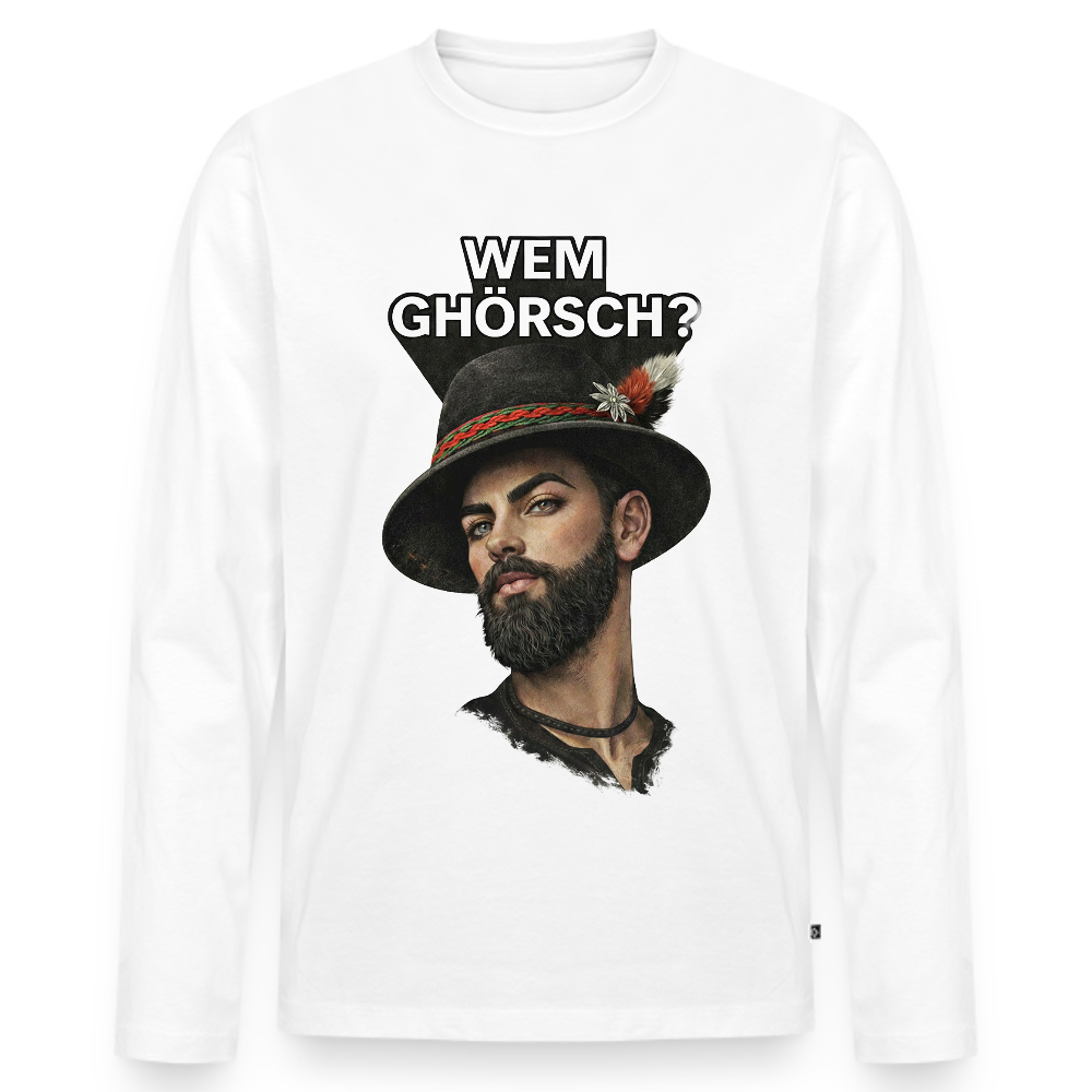 Wem ghörsch? – Alemannische Klärung | Männer Premium Bio Langarmshirt - Weiß