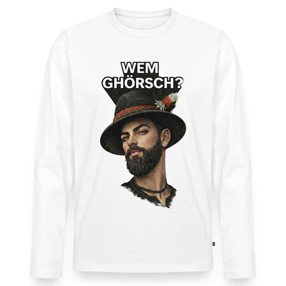 Wem ghörsch? – Alemannische Klärung | Männer Premium Bio Langarmshirt - Weiß
