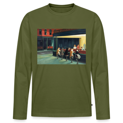 Wenn Hopper Katzen gemalt hätte | Männer Premium Bio Langarmshirt - Khaki