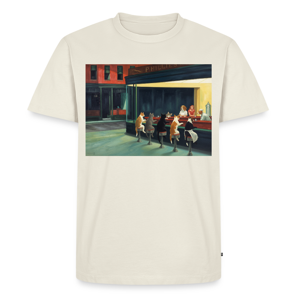 Wenn Hopper Katzen gemalt hätte | Männer Premium T-Shirt - Naturweiß