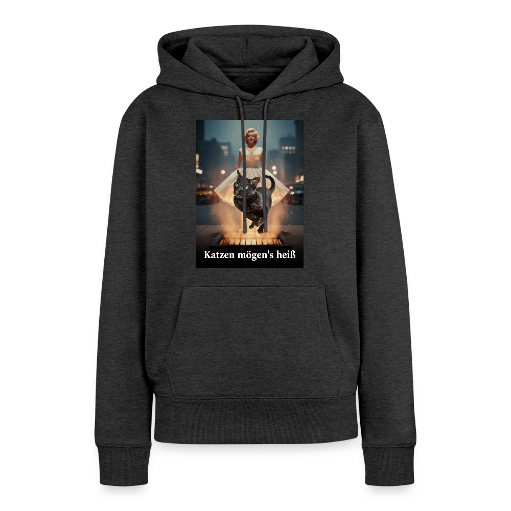 Katzen mögen’s heiß | Frauen Premium Hoodie - Anthrazit meliert