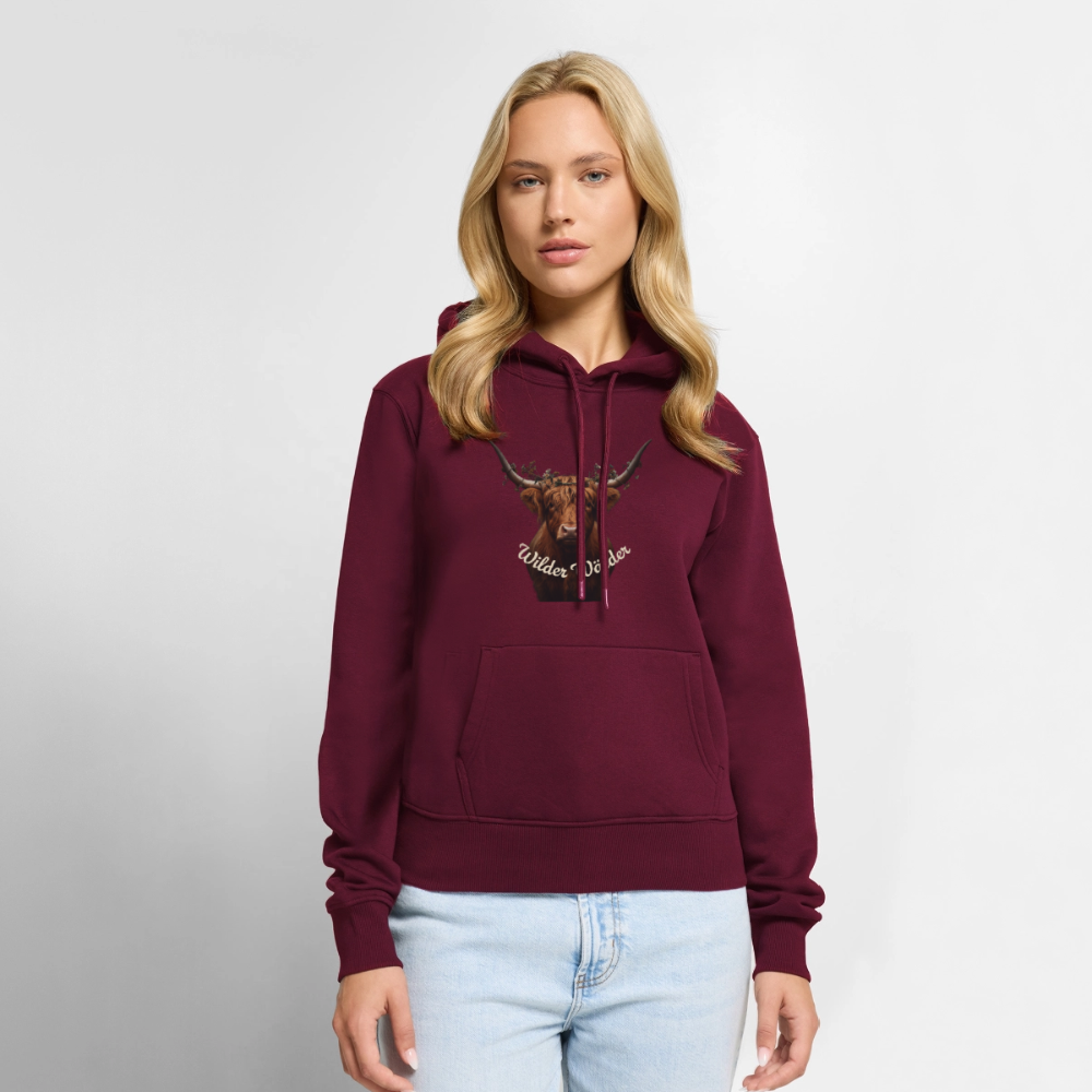 Wilder Wälder – Schwarzwald Highland Rind | Frauen Premium Hoodie - Burgunderrot