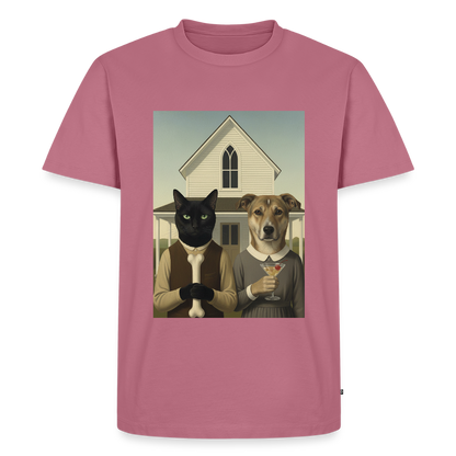 American Gothic… aber mit Katze und Hund | Männer Premium T-Shirt - Mauve