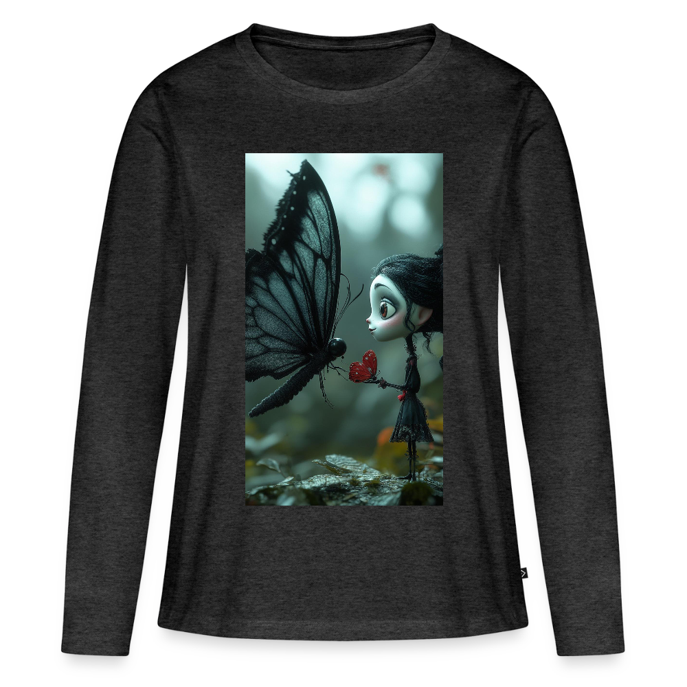 Mut für einen Moment | Frauen Premium Bio Langarmshirt - Anthrazit meliert