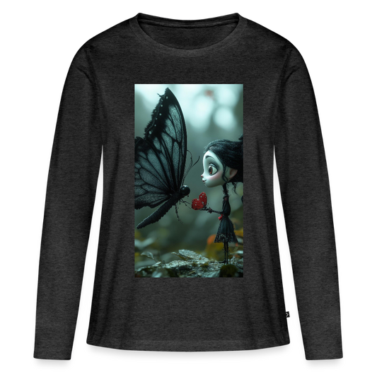 Mut für einen Moment | Frauen Premium Bio Langarmshirt - Anthrazit meliert