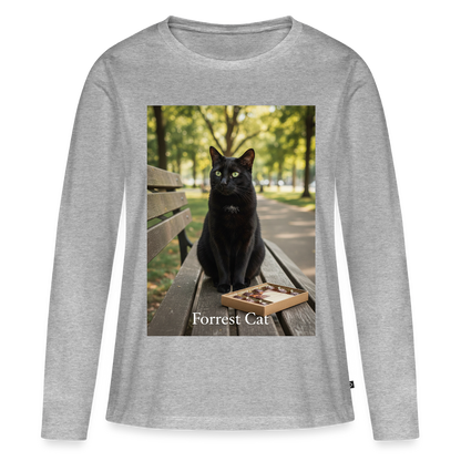 Forrest Cat – Krümel wartet | Frauen Premium Bio Langarmshirt - Grau meliert
