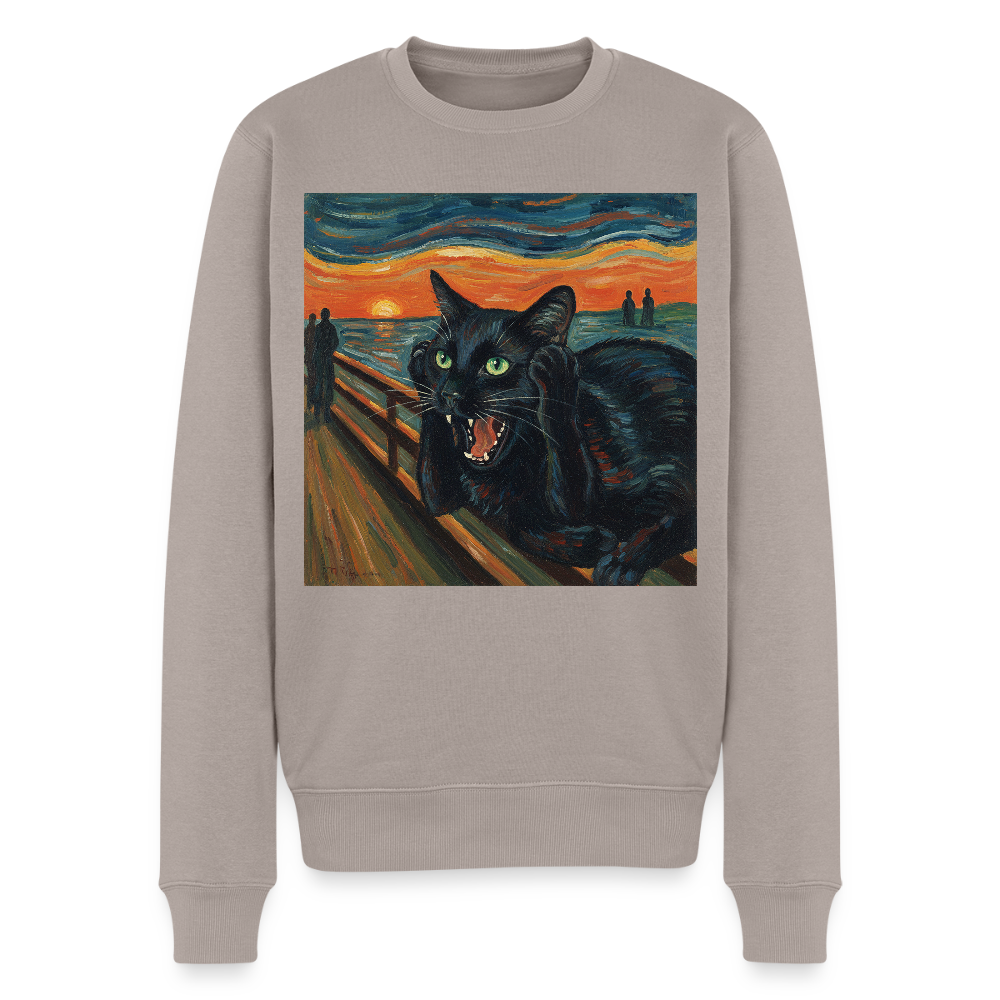 Der Schrei… aber die Katze hat’s zuerst gemerkt |  Männer Premium Pullover - Taupe