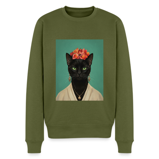 Frida Katze – Künstlerisches Katzenporträt | Men’s Premium Sweatshirt - khaki