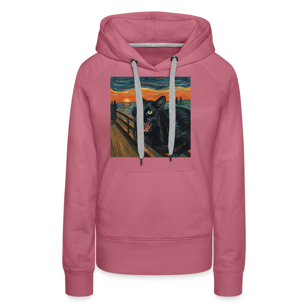 Der Schrei… aber die Katze hat’s zuerst gemerkt | Frauen Premium Hoodie - Malve
