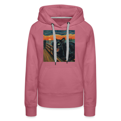 Der Schrei… aber die Katze hat’s zuerst gemerkt | Frauen Premium Hoodie - Malve