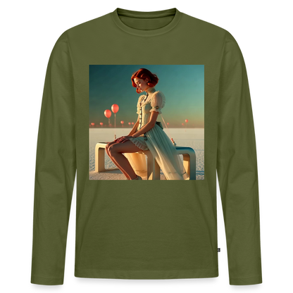 Leise Gedanken bei lauter Farben | Männer Premium Bio Langarmshirt - Khaki