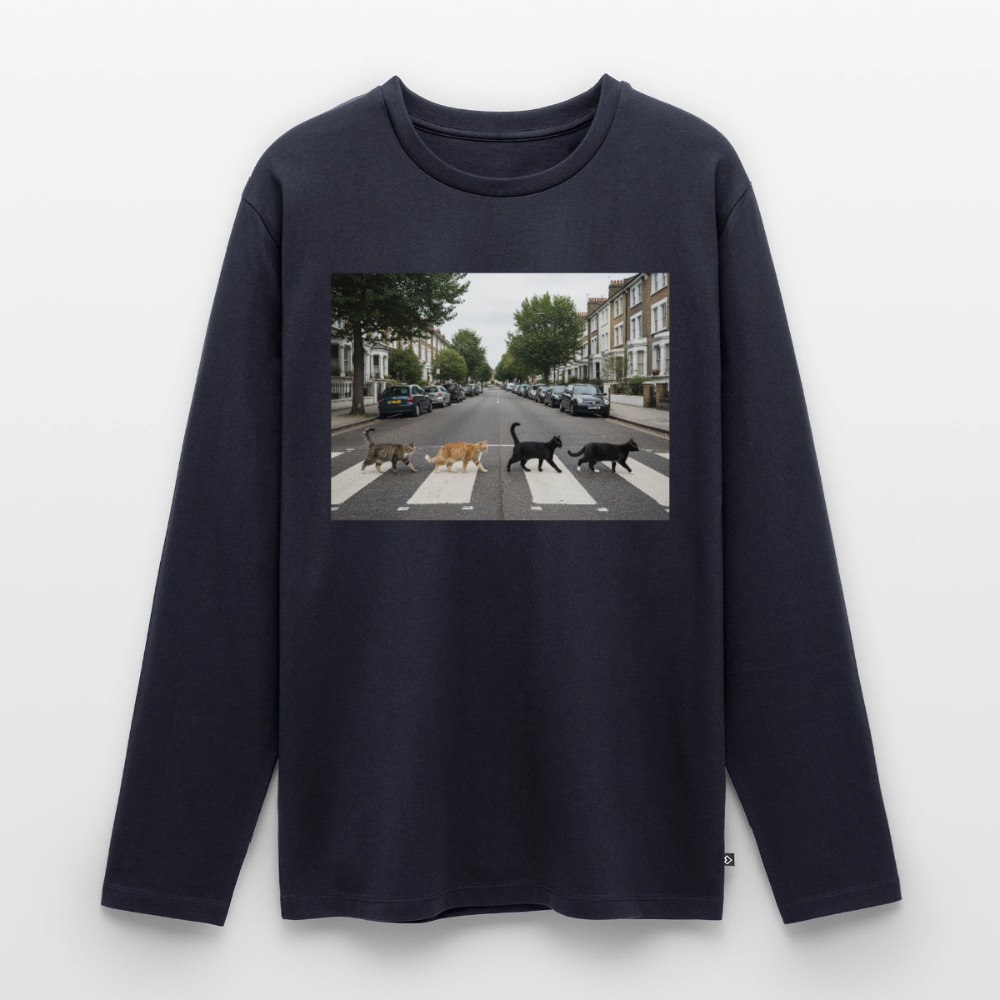 The Purrfect Crossing – Wir waren vor der Band da | Männer Premium Bio Langarmshirt - Navy