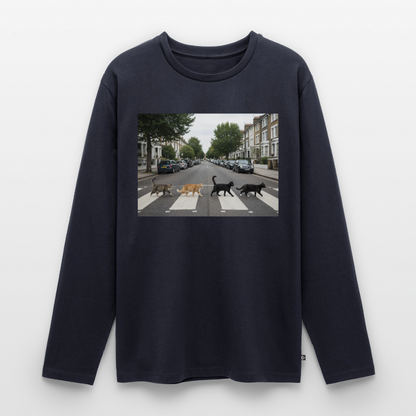 The Purrfect Crossing – Wir waren vor der Band da | Männer Premium Bio Langarmshirt - Navy