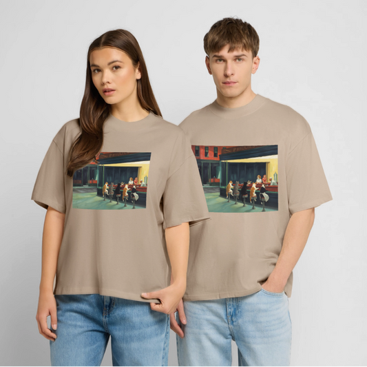 Wenn Hopper Katzen gemalt hätte | Stanley/Stella Oversized Unisex Bio T-Shirt Blaster - Steingrau