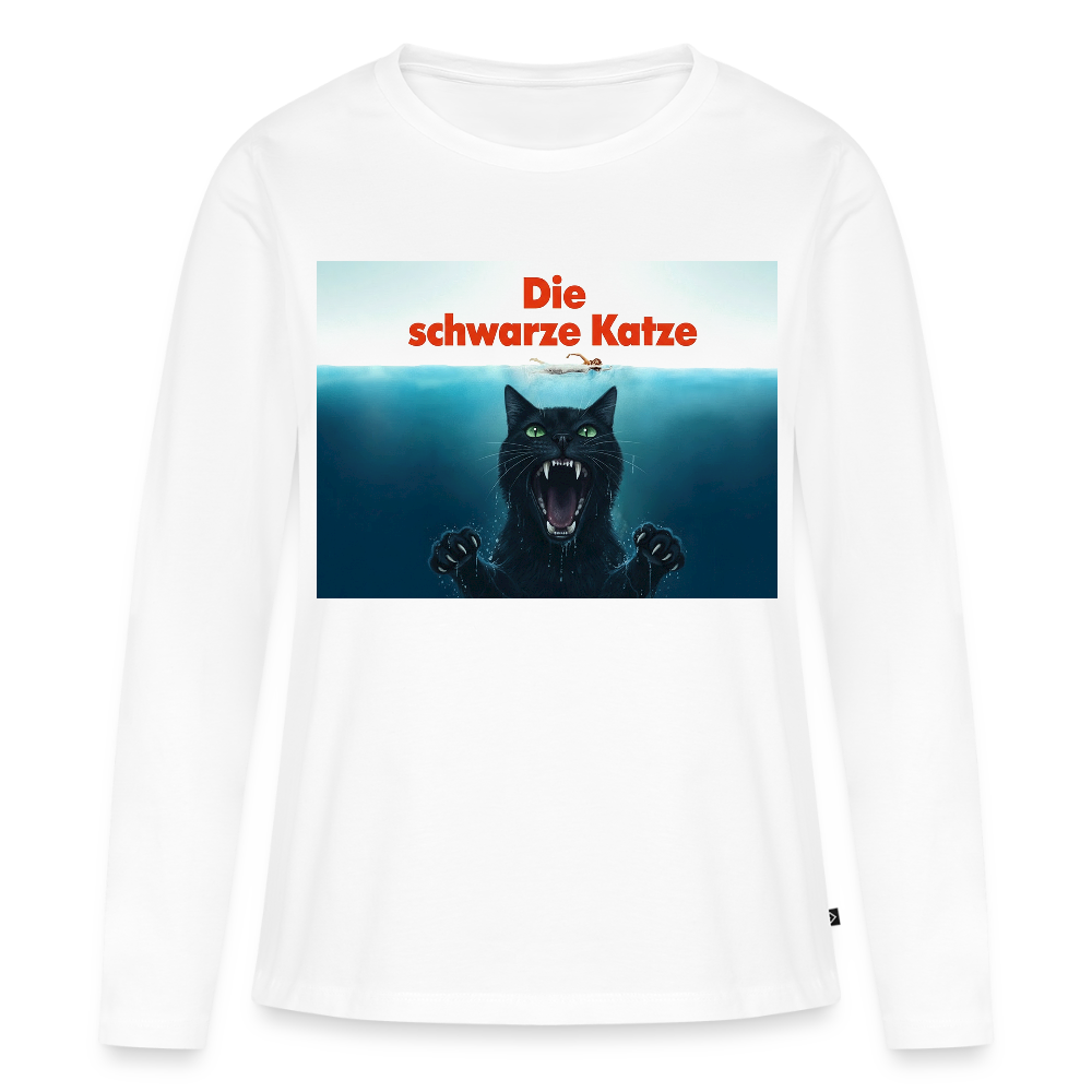 Die schwarze Katze – Krümel taucht auf | Frauen Premium Bio Langarmshirt - Weiß