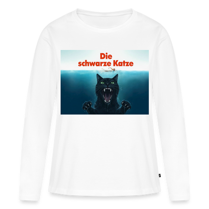 Die schwarze Katze – Krümel taucht auf | Frauen Premium Bio Langarmshirt - Weiß