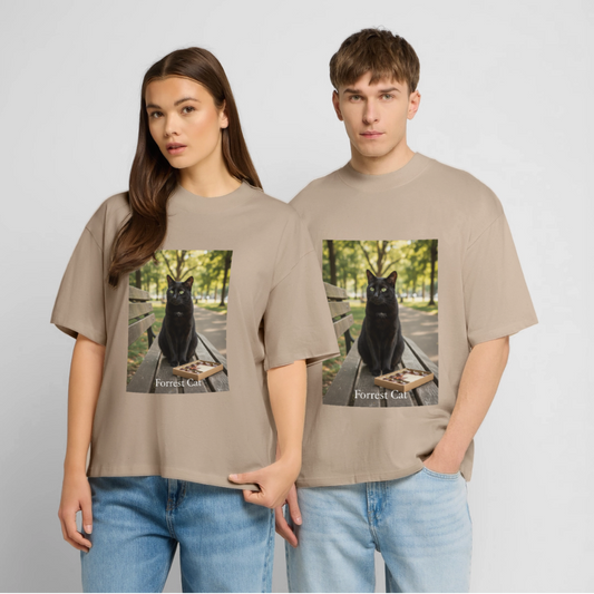 Forrest Cat – Krümel wartet | Stanley/Stella Oversized Unisex Bio T-Shirt Blaster - Steingrau
