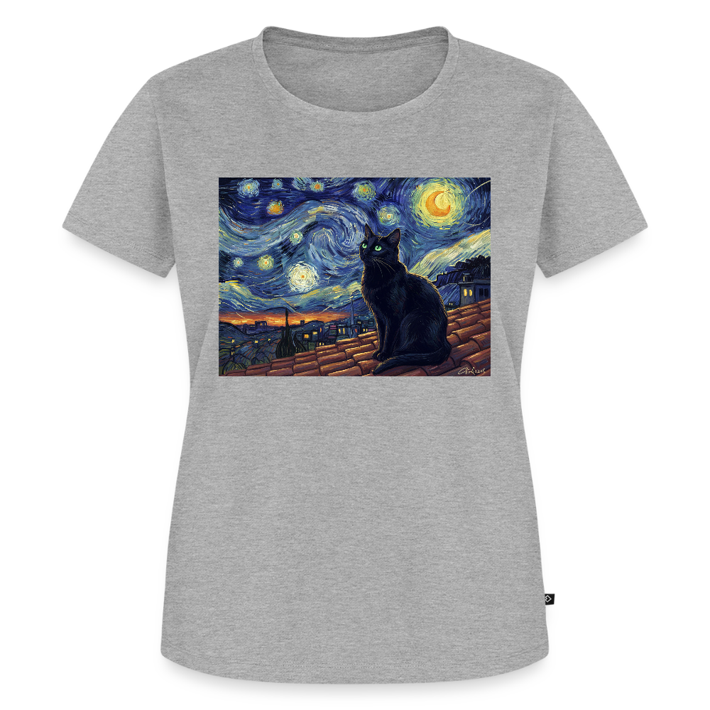Sternennacht… aber die Katze denkt nach | Frauen Premium T-Shirt - Grau meliert