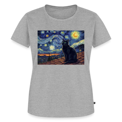Sternennacht… aber die Katze denkt nach | Frauen Premium T-Shirt - Grau meliert