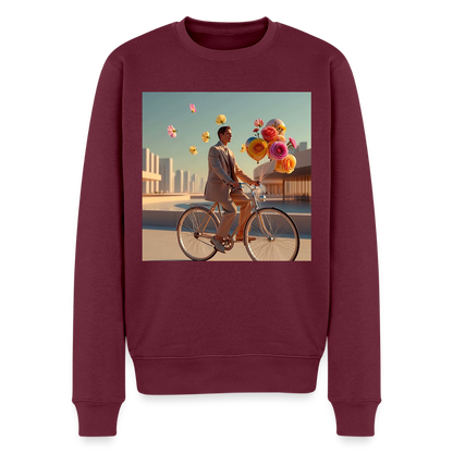 Fahrt ins Ungewisse (mit Blumen) |  Männer Premium Pullover - Burgunderrot