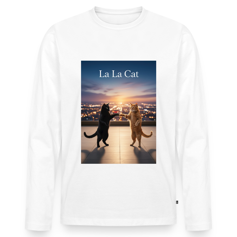 La La Cat – Tanz über den Dächern | Männer Premium Bio Langarmshirt - Weiß