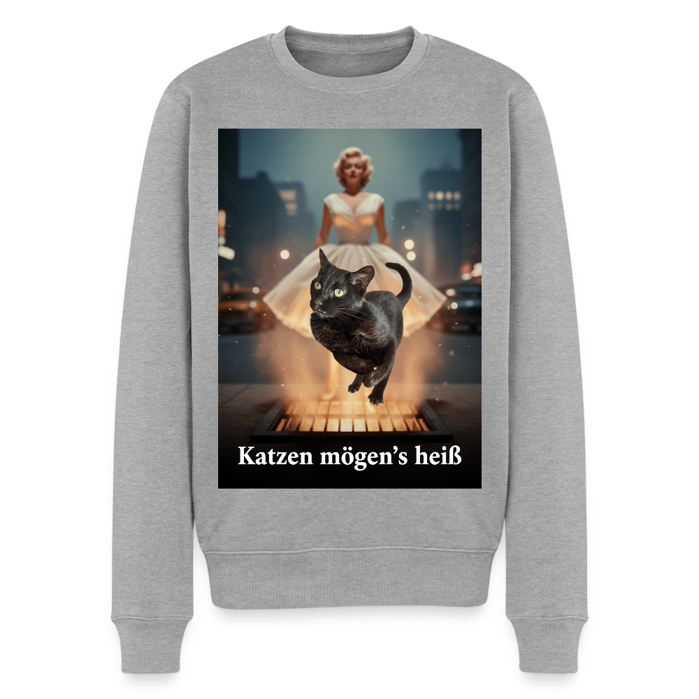 Katzen mögen’s heiß |  Männer Premium Pullover - Grau meliert