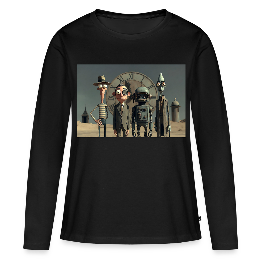 Pünktlich zu spät – Die seltsame Gesellschaft | Frauen Premium Bio Langarmshirt - Schwarz