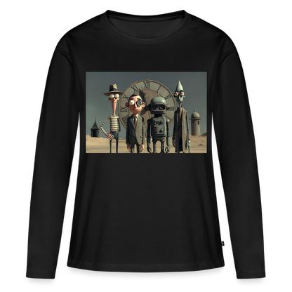 Pünktlich zu spät – Die seltsame Gesellschaft | Frauen Premium Bio Langarmshirt - Schwarz