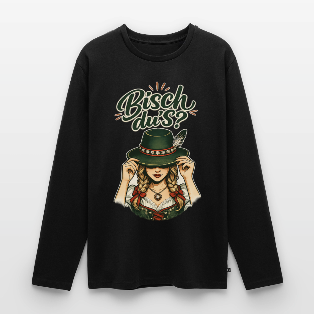 Bisch du’s? – Der Blick sagt alles | Männer Premium Bio Langarmshirt - Schwarz