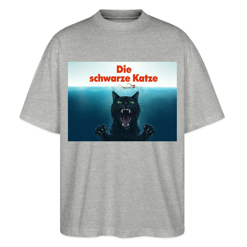 Die schwarze Katze – Krümel taucht auf  | Stanley/Stella Oversized Unisex Bio T-Shirt Blaster - Grau meliert