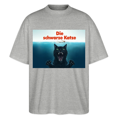 Die schwarze Katze – Krümel taucht auf  | Stanley/Stella Oversized Unisex Bio T-Shirt Blaster - Grau meliert
