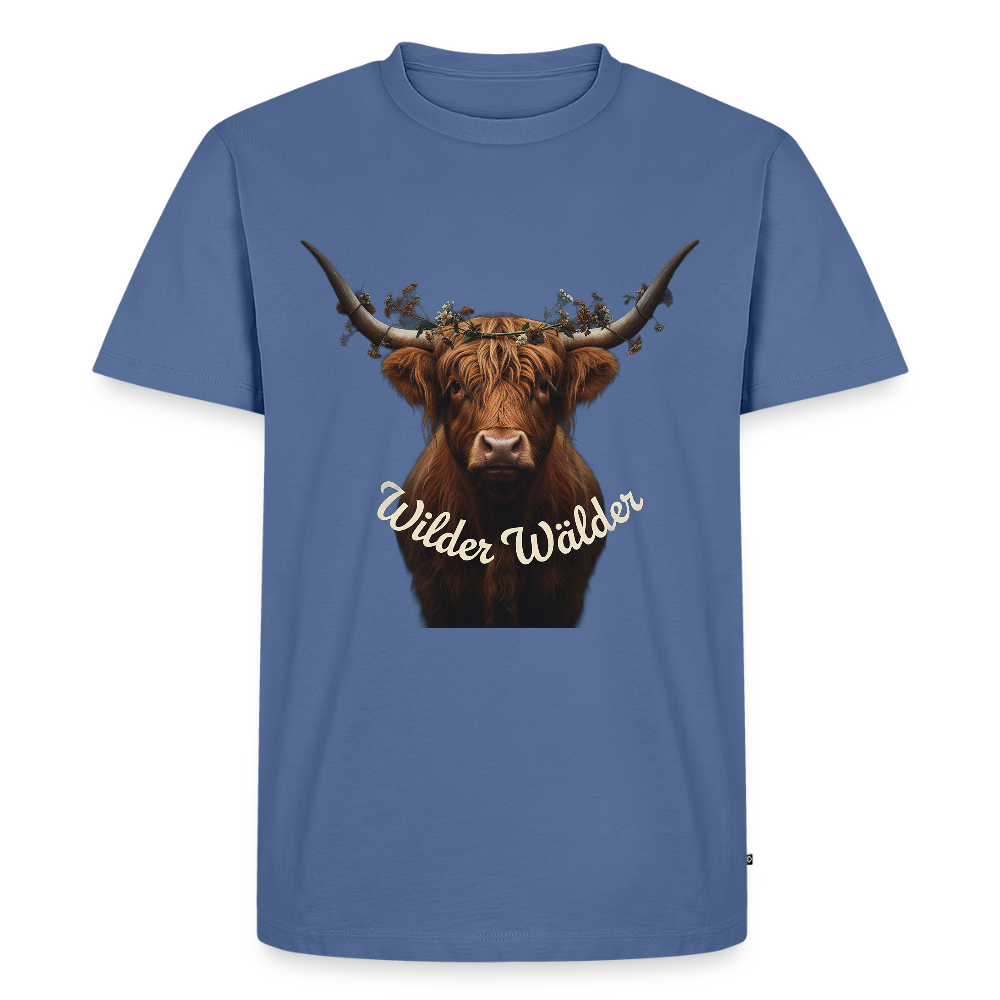 Wilder Wälder – Schwarzwald Highland Rind | Männer Premium T-Shirt - Taubenblau