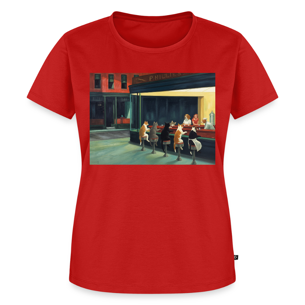 Wenn Hopper Katzen gemalt hätte | Frauen Premium T-Shirt - Rot