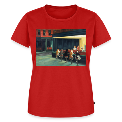 Wenn Hopper Katzen gemalt hätte | Frauen Premium T-Shirt - Rot