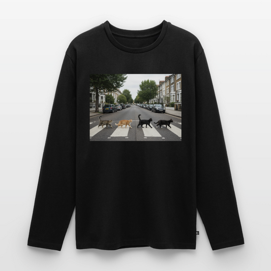 The Purrfect Crossing – Wir waren vor der Band da | Männer Premium Bio Langarmshirt - Schwarz