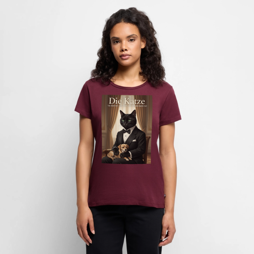 Die Katze – Krümel regelt das | Frauen Premium T-Shirt - Burgunderrot