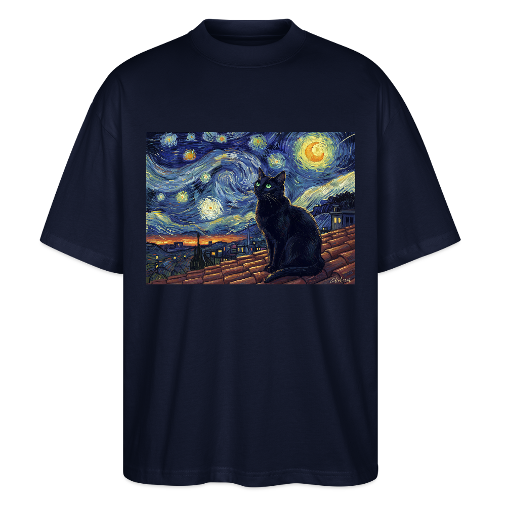 Sternennacht… aber die Katze denkt nach | Stanley/Stella Oversized Unisex Bio T-Shirt Blaster - Navy