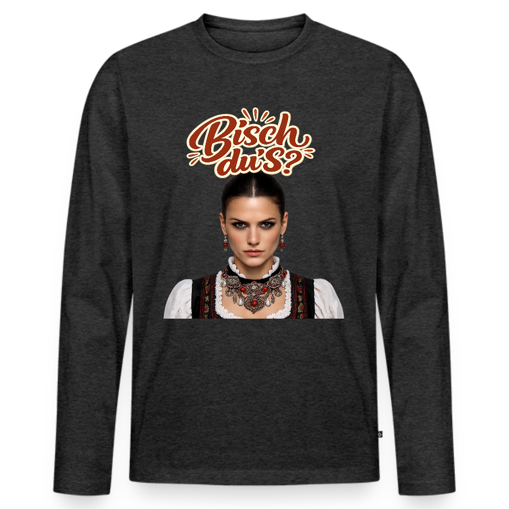 Schwarzwaldstolz – Sie weiß, wer sie isch | Männer Premium Bio Langarmshirt - Anthrazit meliert