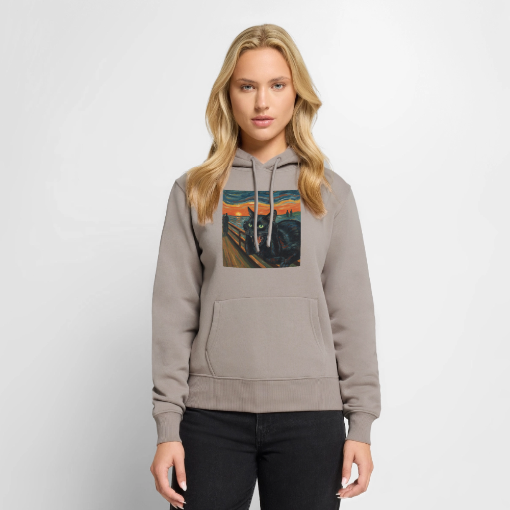 Der Schrei… aber die Katze hat’s zuerst gemerkt | Frauen Premium Hoodie - Taupe