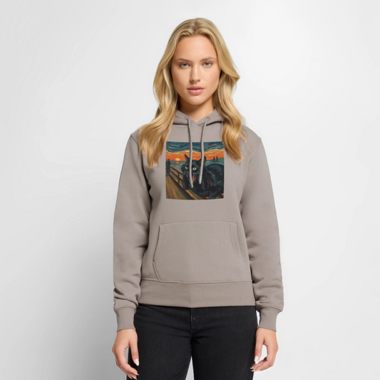 Der Schrei… aber die Katze hat’s zuerst gemerkt | Frauen Premium Hoodie - Taupe