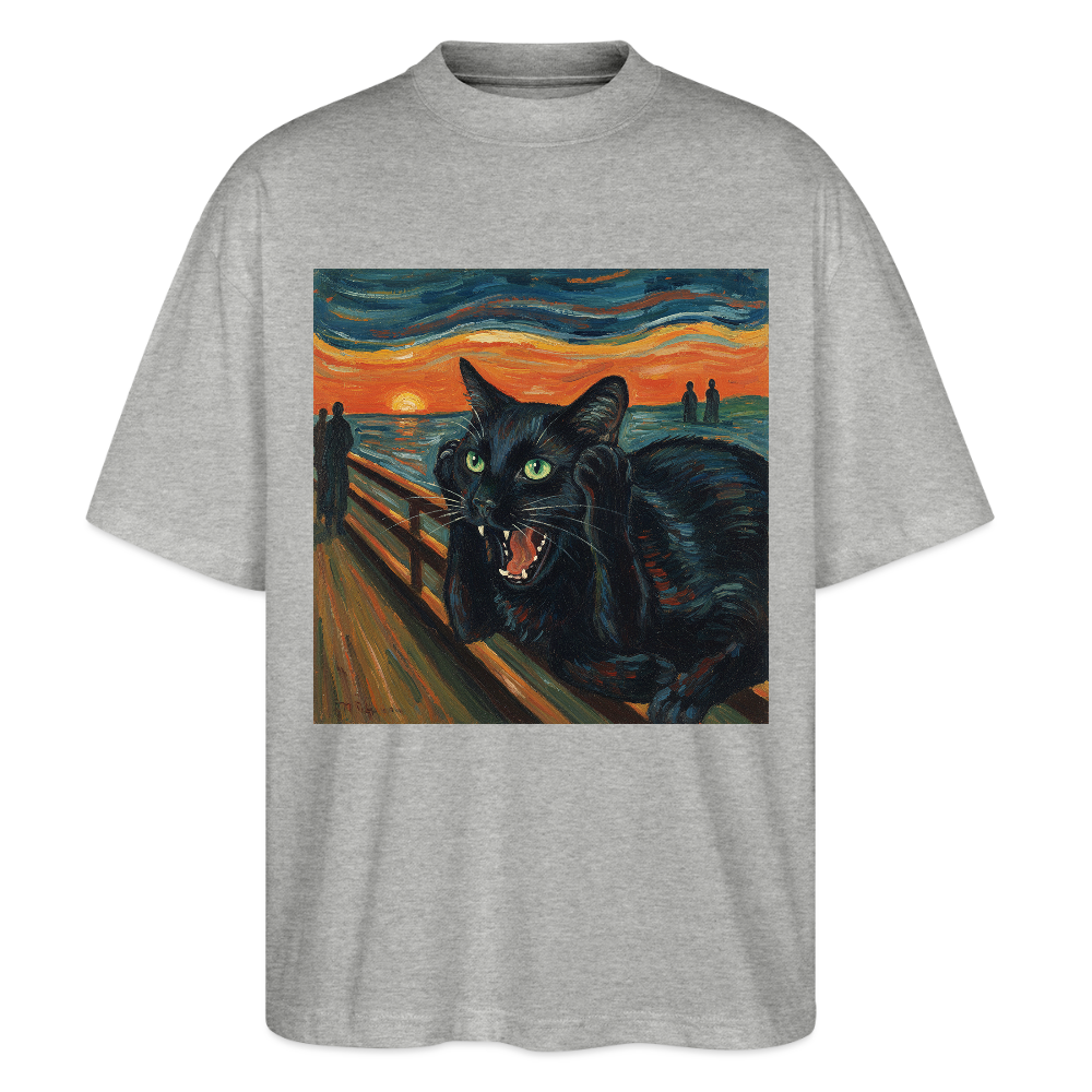 Der Schrei… aber die Katze hat’s zuerst gemerkt | Stanley/Stella Oversized Unisex Bio T-Shirt Blaster - Grau meliert